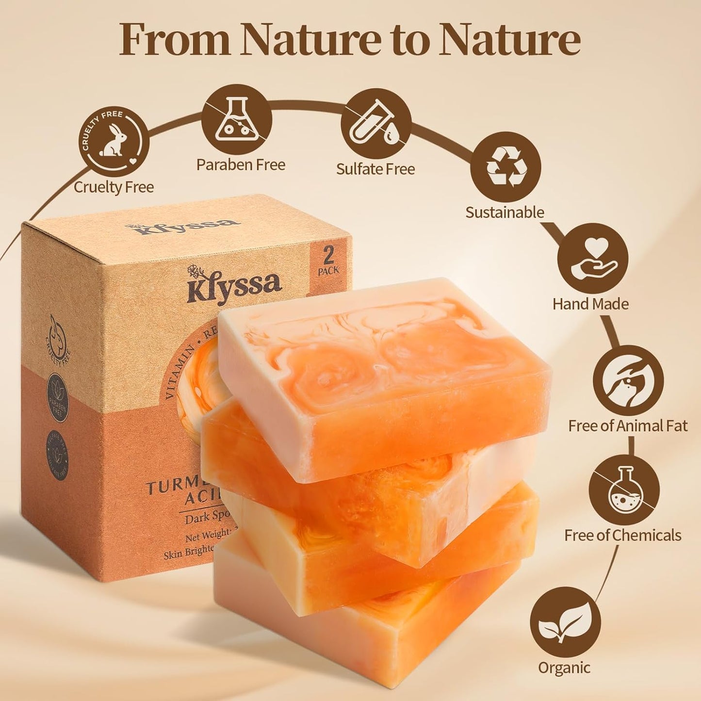 Klyssa Kojic Acid & Turmeric Brightening Soap - 2PC